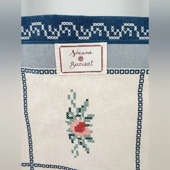 Sezane x Baziszt Blue Floral Tote Bag Brand New - Picture 3 of 5